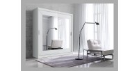Armoire 200cm avec miroirs et portes coulissantes. Collection ROMEO. Coloris blanc