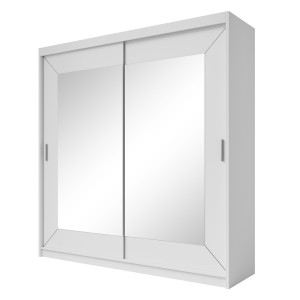 Armoire 200cm avec miroirs et portes coulissantes. Collection ROMEO. Coloris blanc