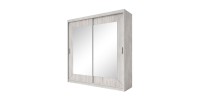 Armoire 200cm avec miroirs et portes coulissantes. Collection ROMEO. Effet pin