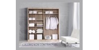 Armoire 200cm avec miroirs et portes coulissantes. Collection ROMEO. Effet pin