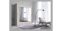 Armoire 200cm avec miroirs et portes coulissantes. Collection ROMEO. Effet pin