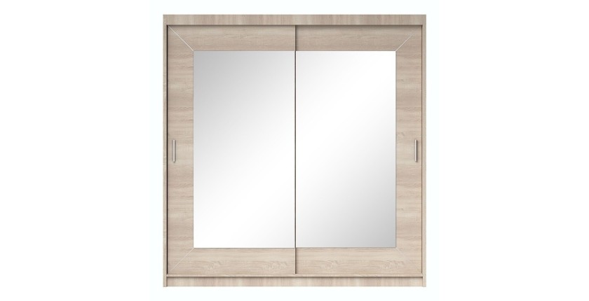 Armoire 180cm avec miroirs et portes coulissantes. Collection ROMEO. Coloris chêne