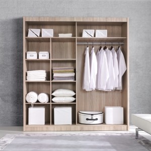 Armoire 180cm avec miroirs et portes coulissantes. Collection ROMEO. Coloris chêne