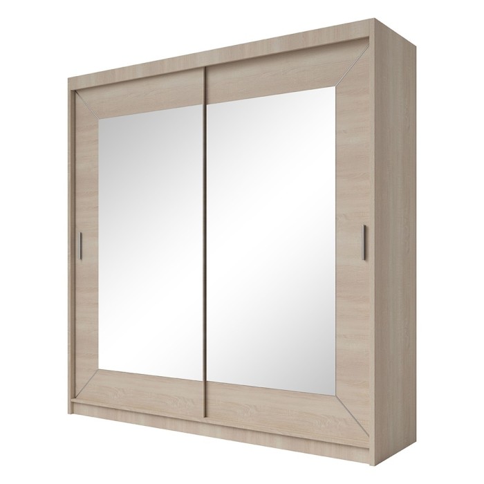 Armoire 180cm avec miroirs et portes coulissantes. Collection ROMEO. Coloris chêne