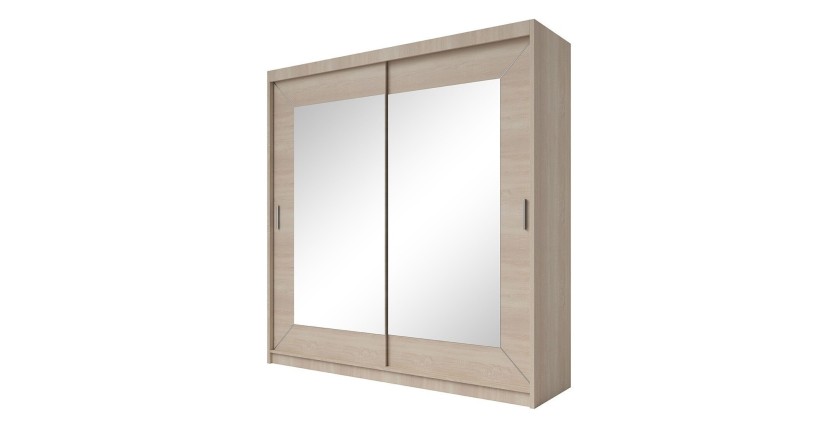 Armoire 180cm avec miroirs et portes coulissantes. Collection ROMEO. Coloris chêne