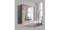 Armoire 200cm avec miroirs et portes coulissantes. Collection ROMEO. Effet chêne