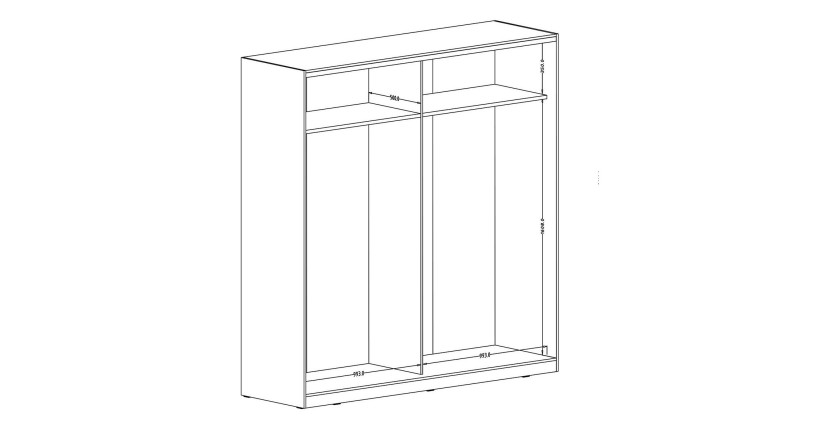 Armoire noire 200cm avec miroirs, portes coulissantes. Collection CALABRE.