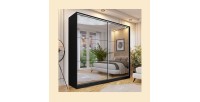 Armoire noire 200cm avec miroirs, portes coulissantes. Collection CALABRE.