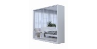 Armoire blanche 200cm avec miroirs, portes coulissantes. Collection CALABRE.
