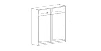 Armoire blanche 200cm avec miroirs, portes coulissantes. Collection CALABRE.