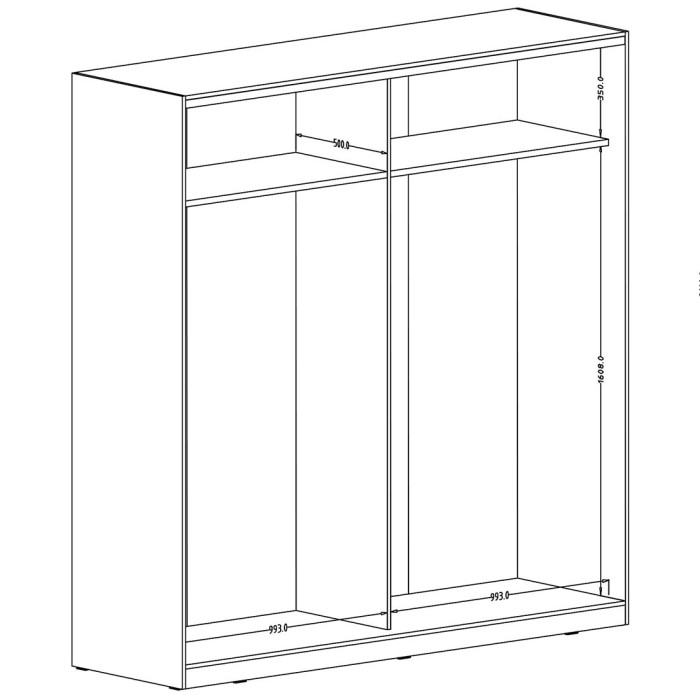 Armoire blanche 200cm avec miroirs, portes coulissantes. Collection CALABRE.