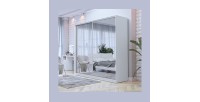 Armoire blanche 200cm avec miroirs, portes coulissantes. Collection CALABRE.