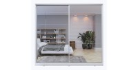 Armoire blanche 200cm avec miroirs, portes coulissantes. Collection CALABRE.