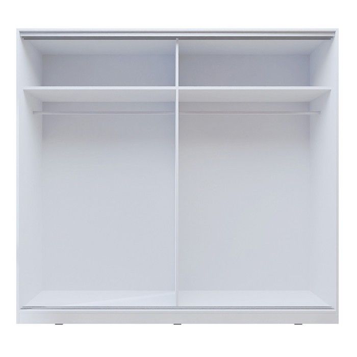Armoire blanche 200cm avec miroirs, portes coulissantes. Collection CALABRE.