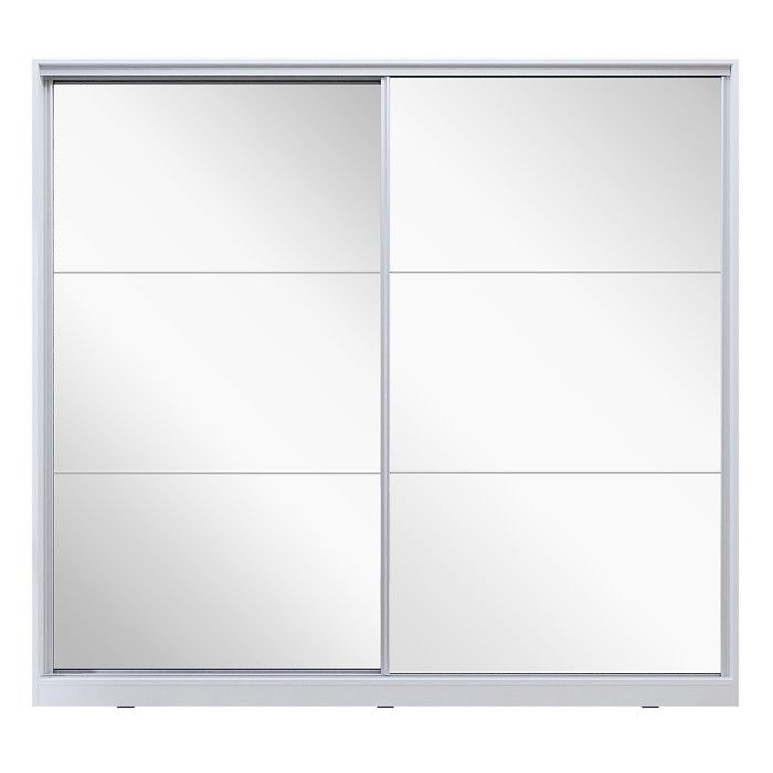 Armoire blanche 200cm avec miroirs, portes coulissantes. Collection CALABRE.