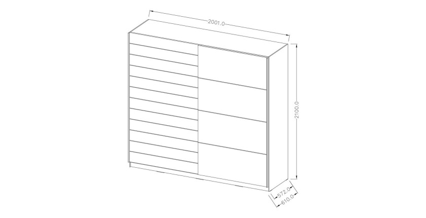 Armoire 2 portes coulissantes 200cm couleur chêne et blanc. Collection FLOYD