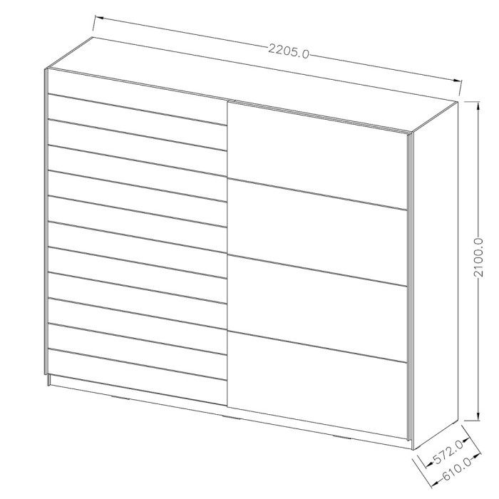 Armoire 2 portes coulissantes 220cm couleur chêne et blanc. Collection FLOYD