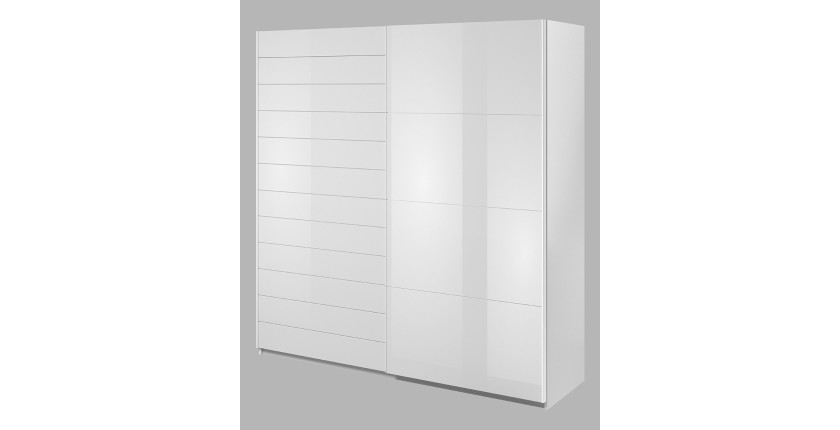 Armoire 2 portes coulissantes 220cm couleur blanc brillant. Collection FLOYD