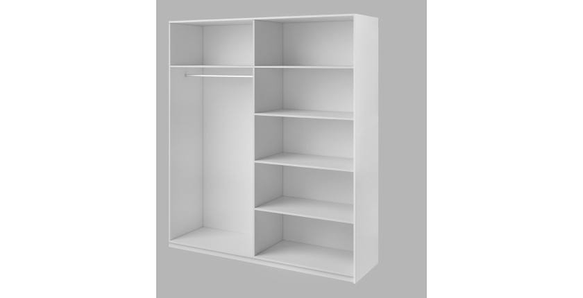 Armoire 2 portes coulissantes 220cm couleur blanc brillant. Collection FLOYD