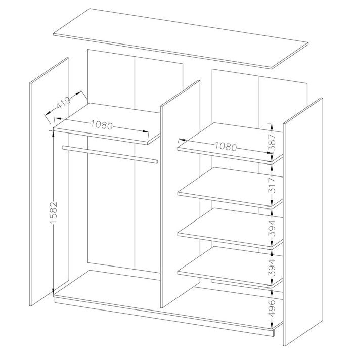 Armoire 2 portes coulissantes 220cm couleur blanc brillant. Collection FLOYD