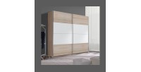Armoire design 2 portes avec miroirs 220cm couleur chêne clair. Collection EOS
