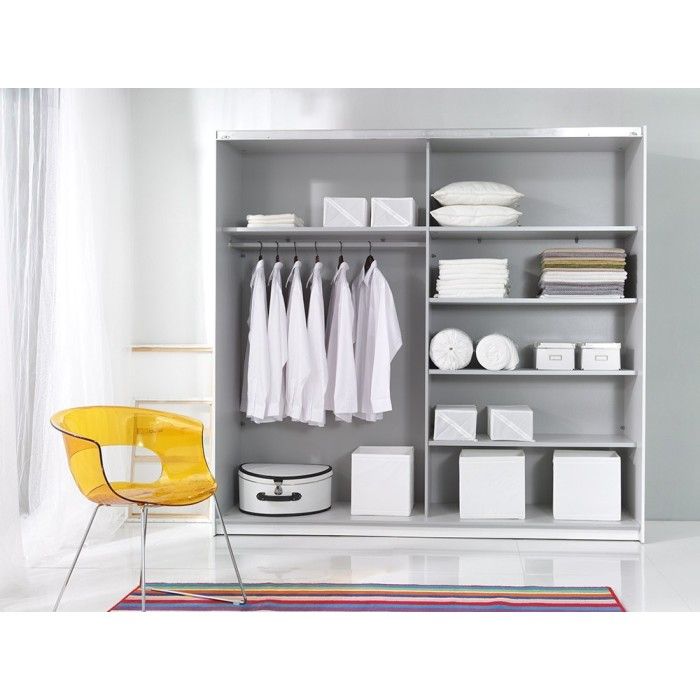 Armoire design 2 portes avec miroirs 220cm couleur chêne clair. Collection EOS