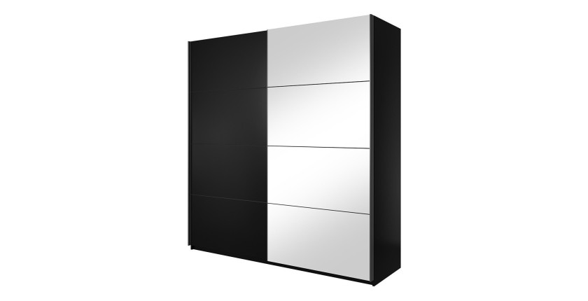 Armoire design 220cm. 2 portes avec miroirs modulables. Couleur noir mat. Collection EOS