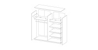 Armoire design 220cm. 2 portes avec miroirs modulables. Couleur noir mat. Collection EOS