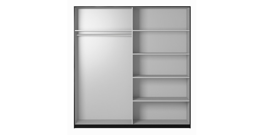 Armoire design 220cm. 2 portes avec miroirs modulables. Couleur noir mat. Collection EOS
