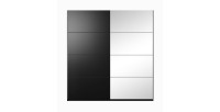 Armoire design 220cm. 2 portes avec miroirs modulables. Couleur noir mat. Collection EOS