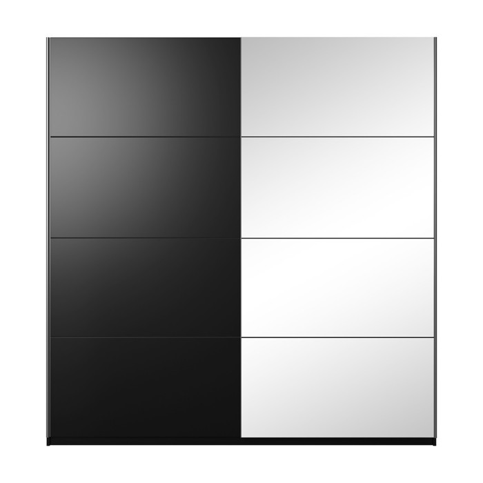 Armoire design 220cm. 2 portes avec miroirs modulables. Couleur noir mat. Collection EOS