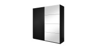 Armoire design 180cm. 2 portes avec miroirs modulables. Couleur noir mat. Collection EOS