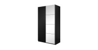 Armoire design 120cm. 2 portes avec miroirs modulables. Couleur noir mat. Collection EOS