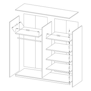 Armoire design 220cm. 2 portes avec miroirs modulables. Couleur blanc mat. Collection EOS