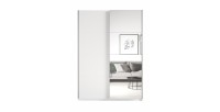 Armoire design 150cm. 2 portes avec miroirs modulables. Couleur blanc mat. Collection EOS