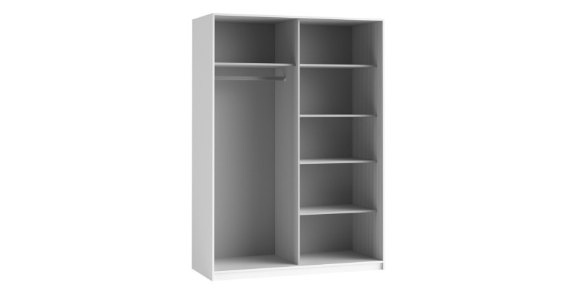 Armoire design 150cm. 2 portes avec miroirs modulables. Couleur blanc mat. Collection EOS