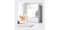 Armoire design 150cm. 2 portes avec miroirs modulables. Couleur blanc mat. Collection EOS