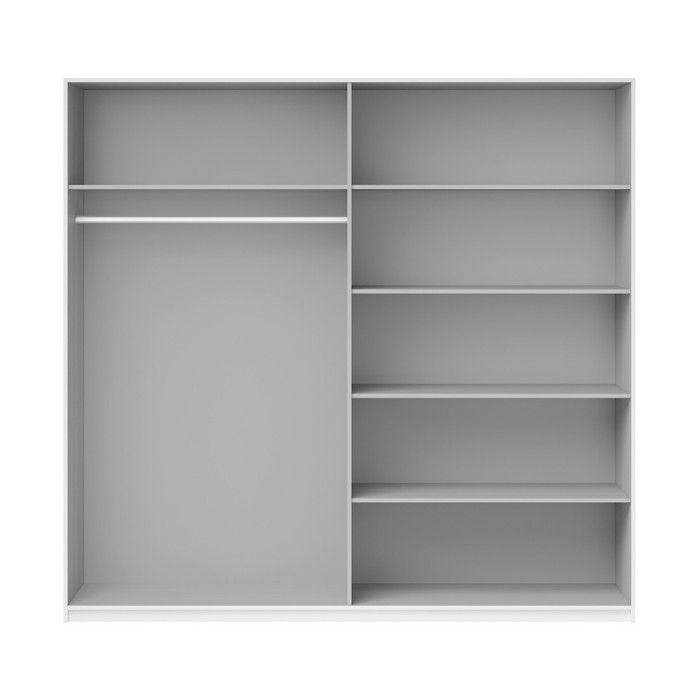 Armoire design 2 portes 220 cm avec miroir. Couleur blanc brillant. Collection EOS