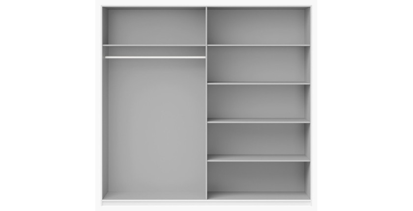 Armoire design 2 portes 220 cm avec miroir. Couleur blanc brillant. Collection EOS