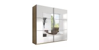 Armoire design 2 portes 200cm couleur chêne clair et blanc. Collection EOS