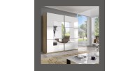 Armoire design 2 portes 200cm couleur chêne clair et blanc. Collection EOS
