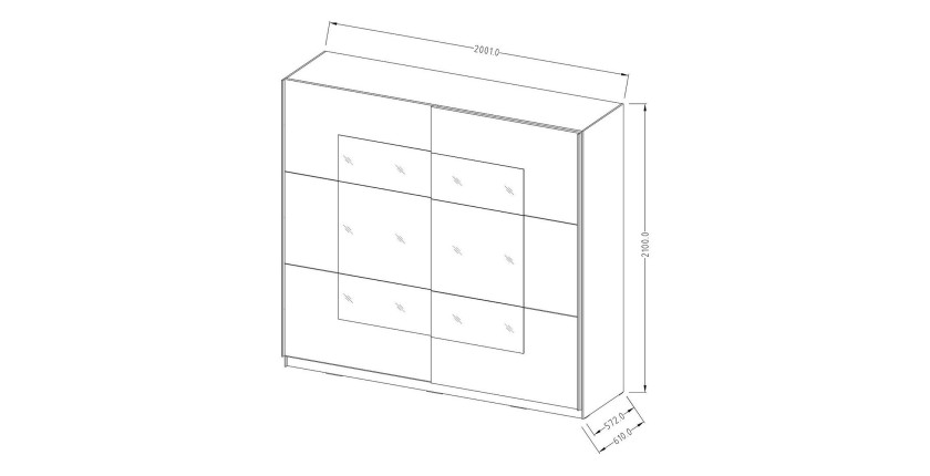Armoire design 2 portes 200cm couleur chêne clair et blanc. Collection EOS