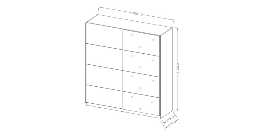 Armoire design 2 portes 180cm couleur chêne clair et blanc. Collection EOS