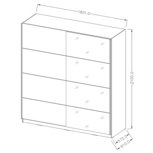 Armoire design 2 portes 180cm couleur chêne clair et blanc. Collection EOS