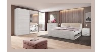 Commode design 2 portes et 4 tiroirs 130cm. Collection FLOYD effet bois blanc