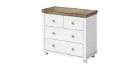Commode design 4 tiroirs. Coloris blanc et chêne. Collection ASSIA