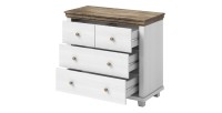 Commode design 4 tiroirs. Coloris blanc et chêne. Collection ASSIA