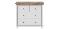 Commode design 4 tiroirs. Coloris blanc et chêne. Collection ASSIA