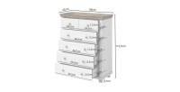 Commode XL design 6 tiroirs. Coloris blanc et chêne. Collection ASSIA