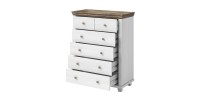 Commode XL design 6 tiroirs. Coloris blanc et chêne. Collection ASSIA